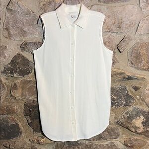 Express Tricot Size L Warp Knit Sleeveless White Women’s Vintage Top